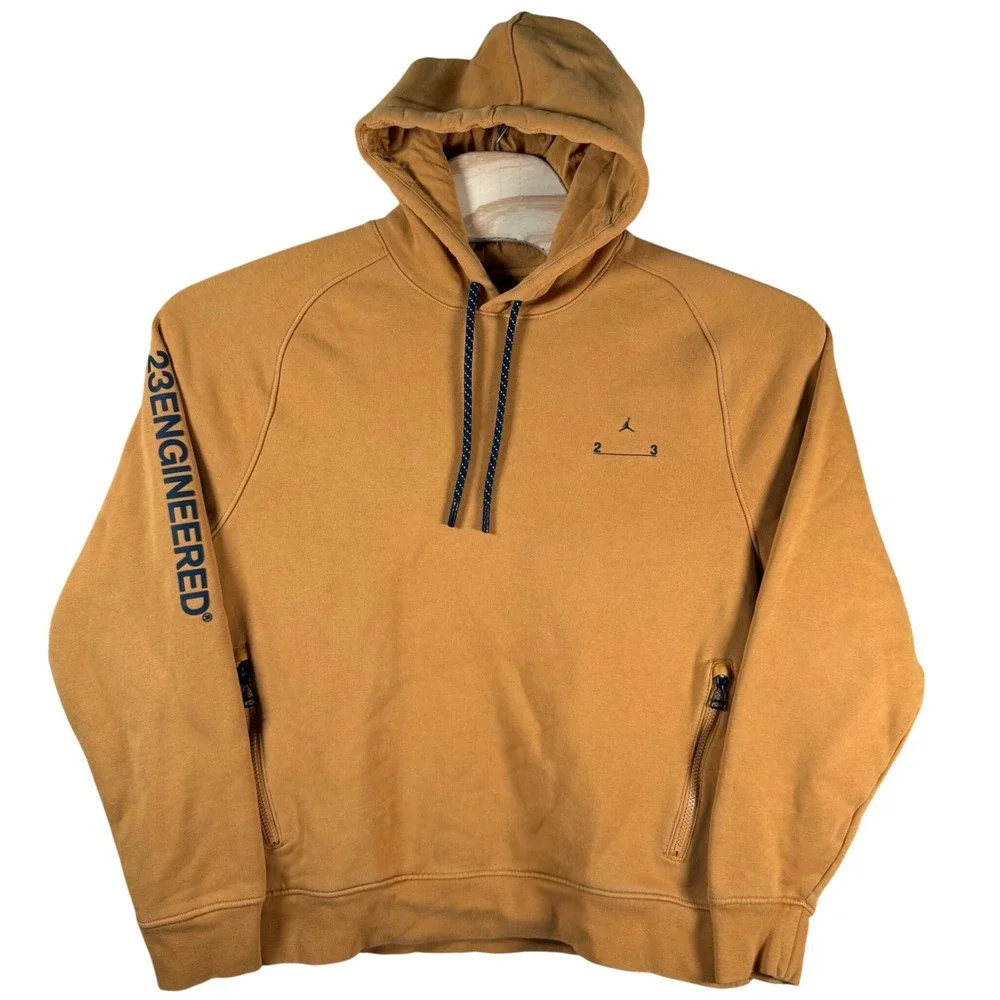 Jordan 23 Engineered Hoodie Mens Large Yellow Ochre Fleece Pullover Streetwear